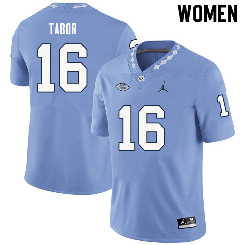 Women #16 Russell Tabor North Carolina Tar Heels College Football Jerseys Sale-Carolina Blue